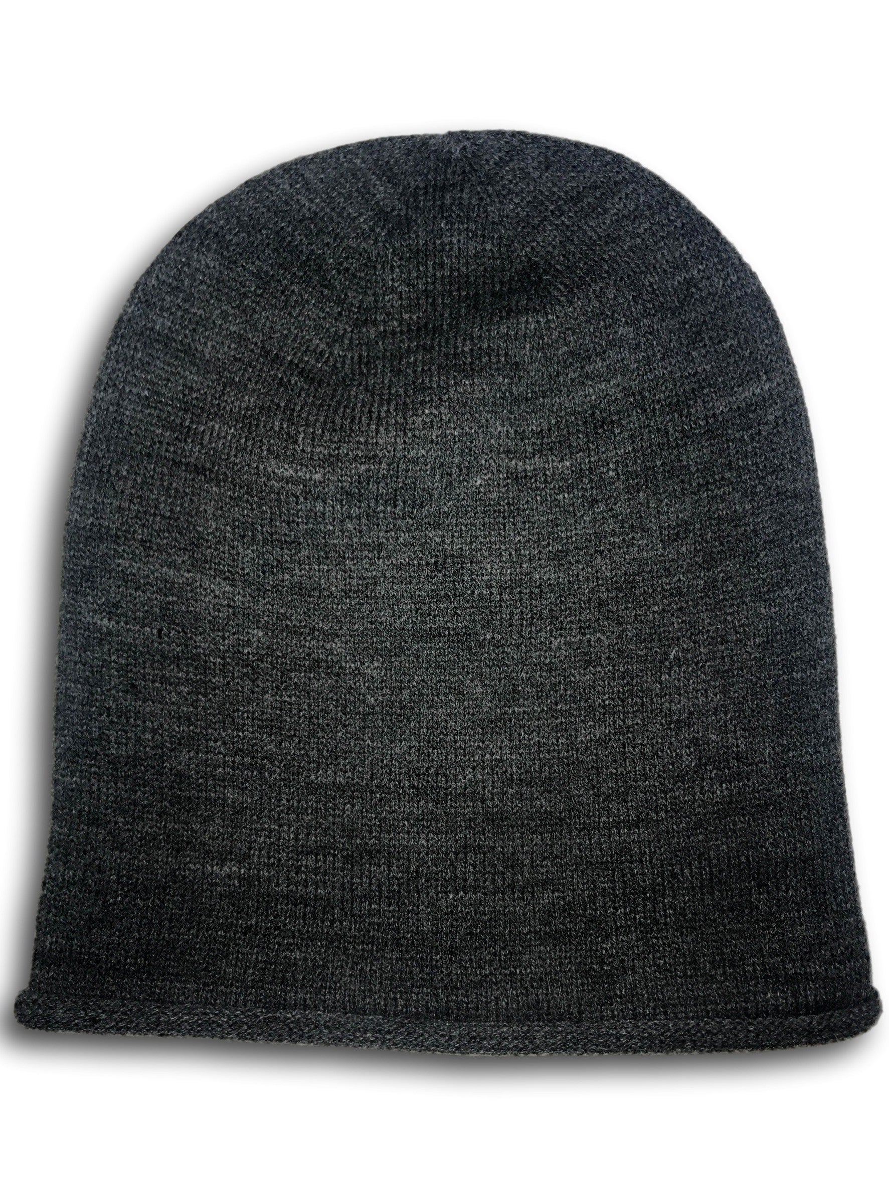 Leather Pocket Slouch Beanie Grey